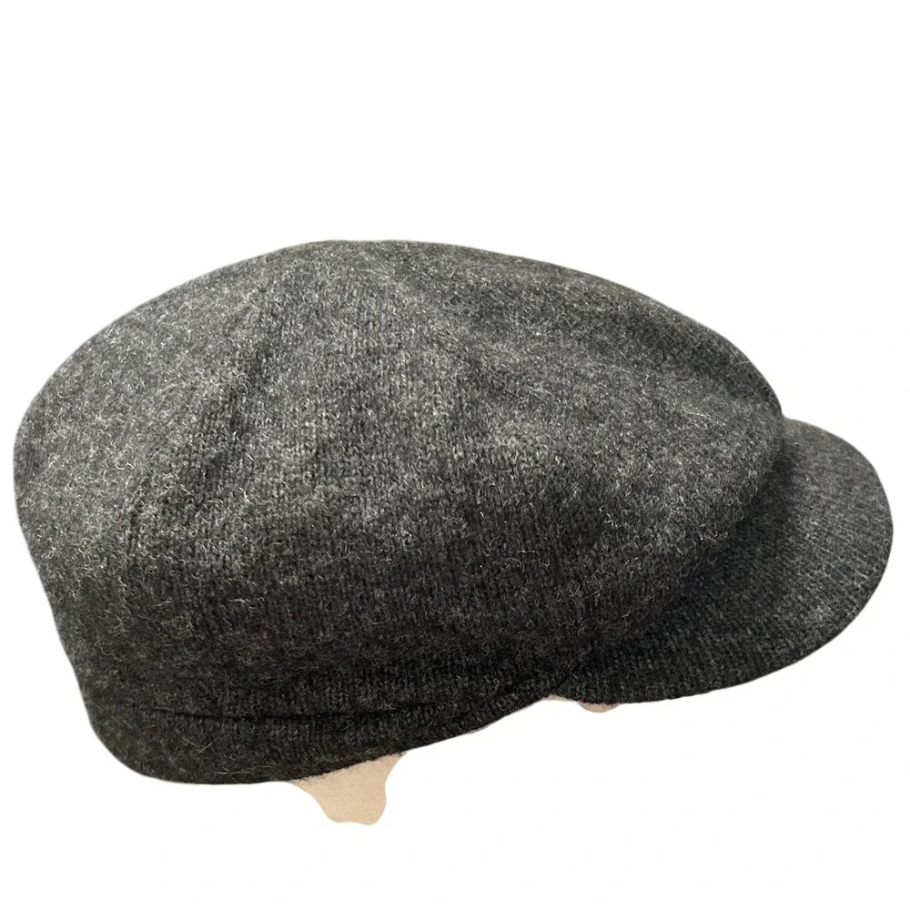 Polo Ralph Lauren Gray Lambswool Blend Newsboy Baker Boy Hat Snap Front L XL